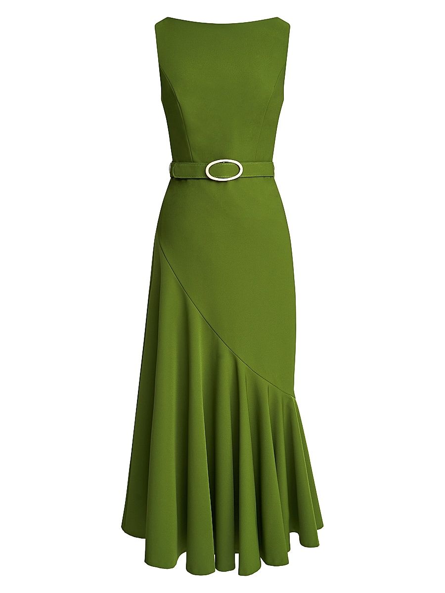 Women's Gianna Stretch-Crêpe Midi-Dress - Green Garden - Size 6