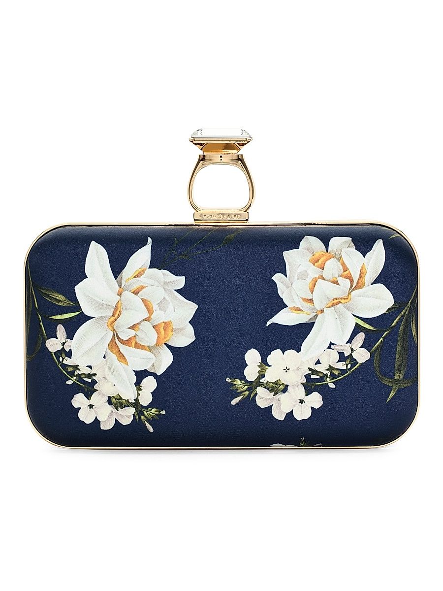 Women's On The Rocks Printed Satin Clutch - Navy Narcissus