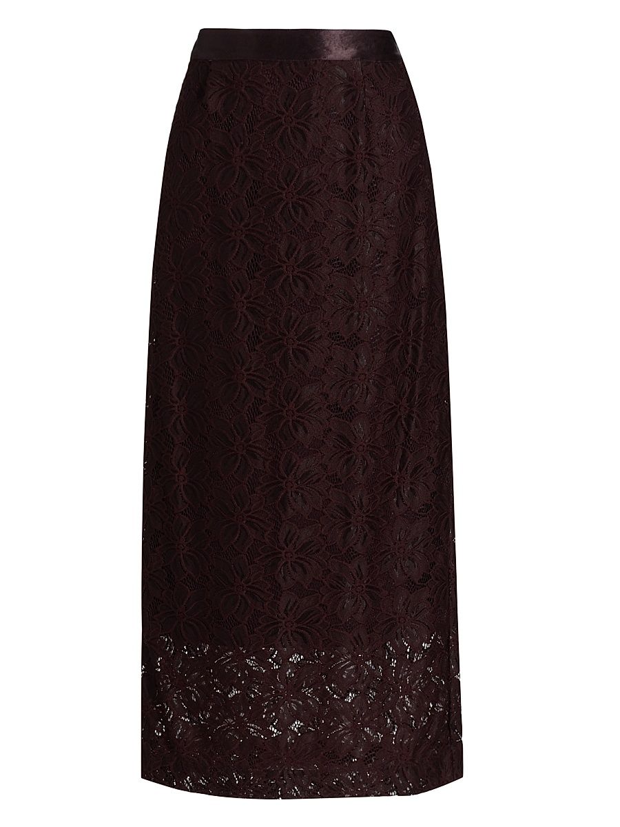 Women's Marjorie Lace Pencil Midi-Skirt - Aubergine - Size 6