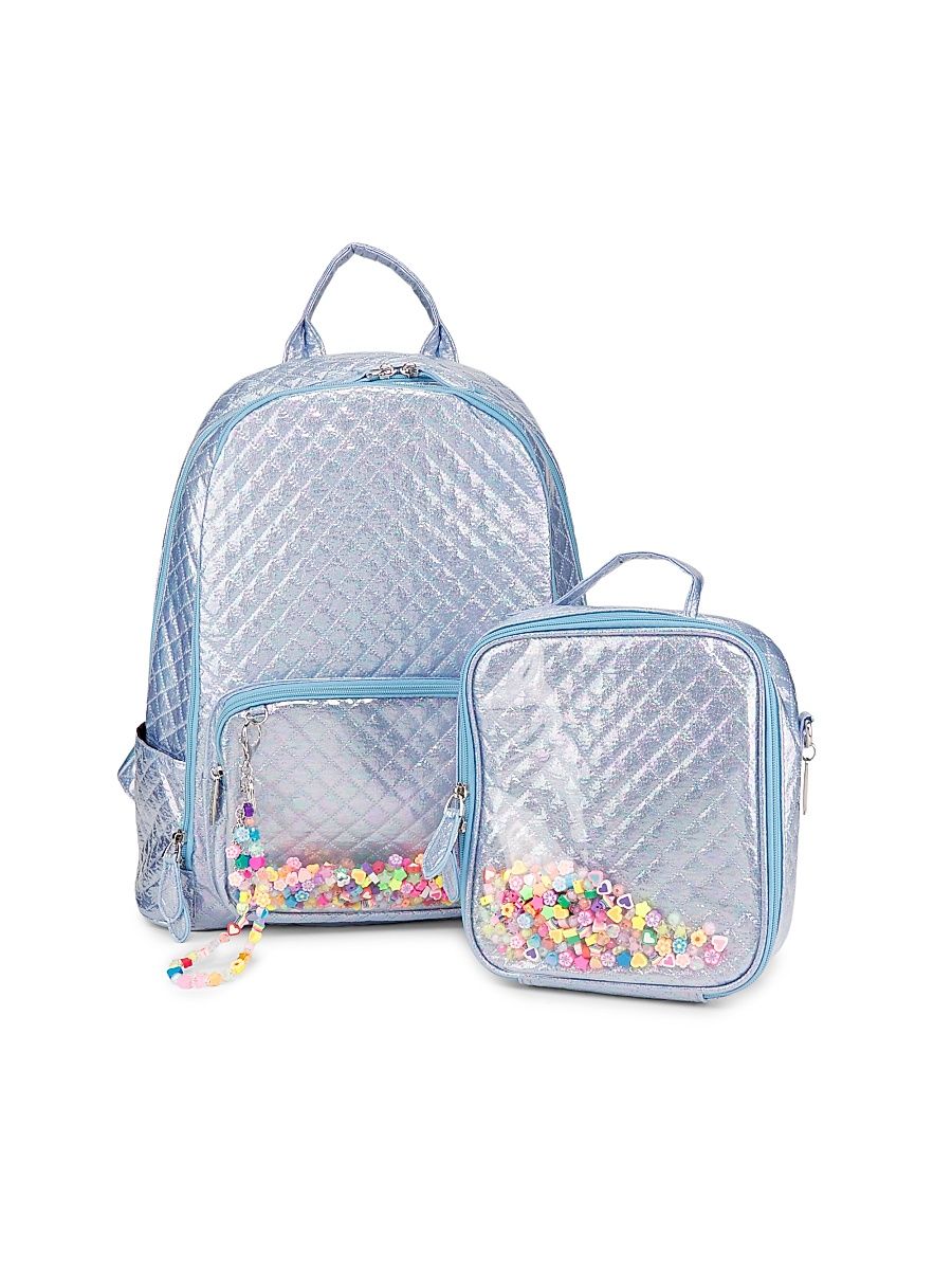 Kid's Quilted Confetti Charm Backpack & Lunchbox Set - Sky Blue