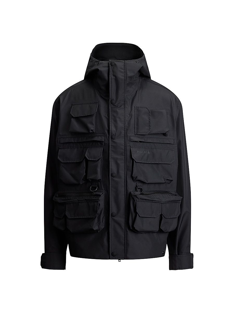 Men's Taffeta Multi-Pocket Hooded Jacket - Polo Black - Size XXL