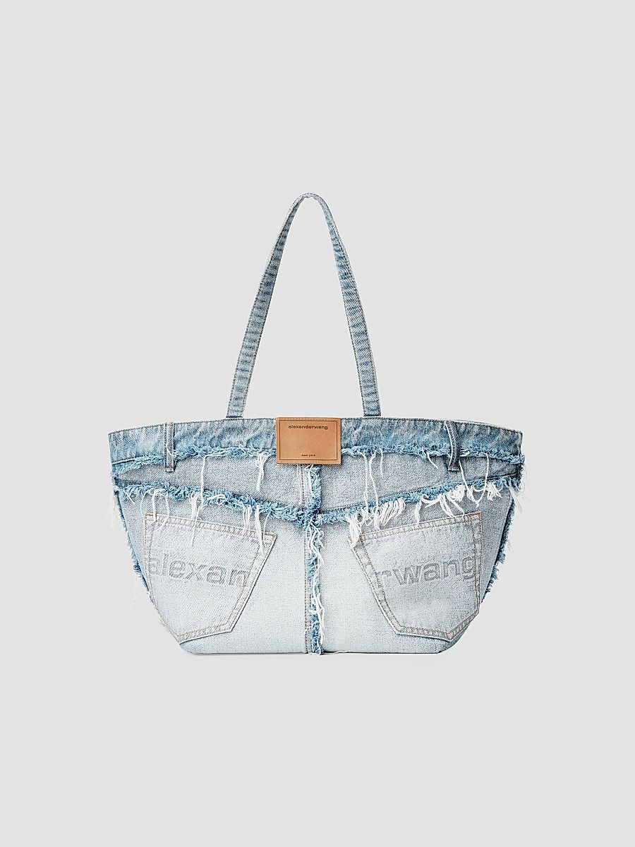 Women's Punch Denim Tote Bag - Bleach Blue