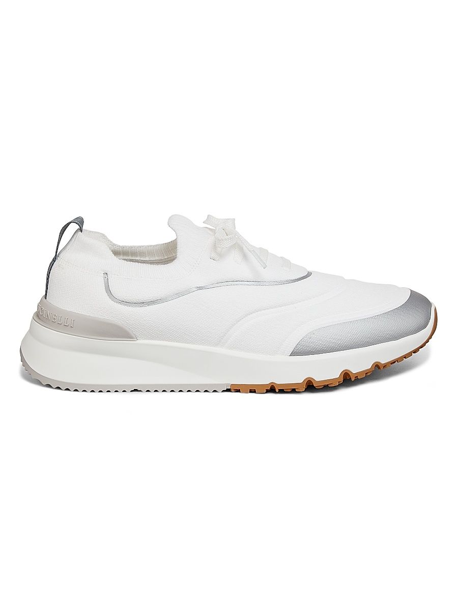 Men's Leather-Trimmed Slip-On Sneakers - White - Size 14