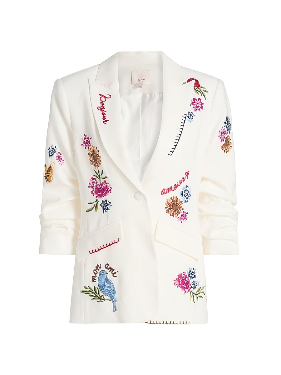 Women's Celeste Vine Scrunched Cheyenne Blazer - Ivory Multi - Size 16