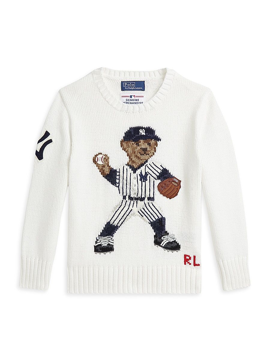 Little Boy's & Boy's MLB Yankees Polo Bear Sweater - Deckwash White - Size 5