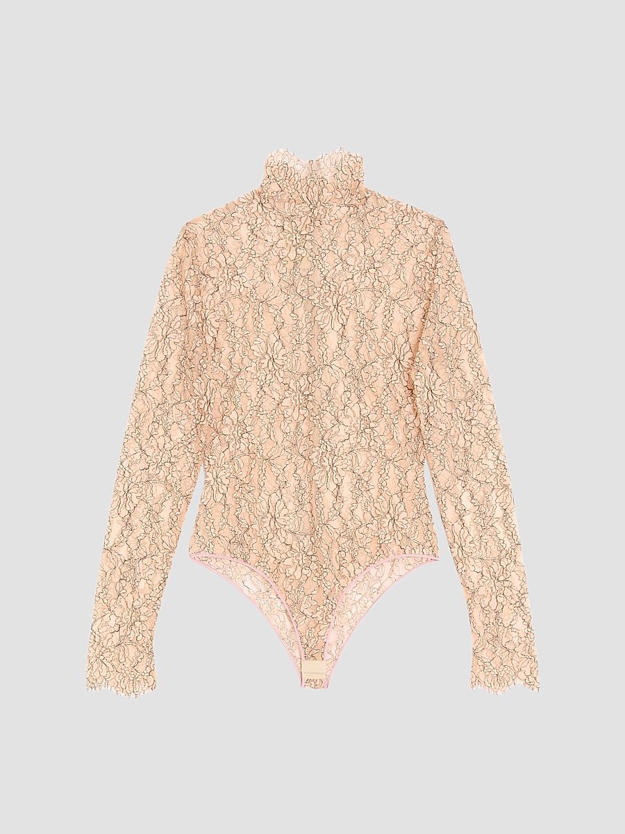 Women's Rebrodé Lace Bodysuit - Skin - Size XS