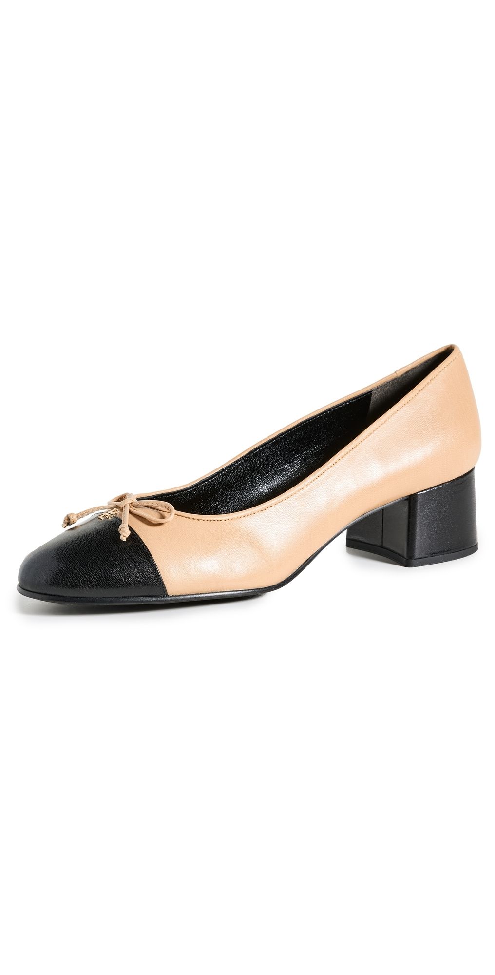 Tory Burch Bow Ballet Pumps 45mm Ginger Shortbread/Black 8.5