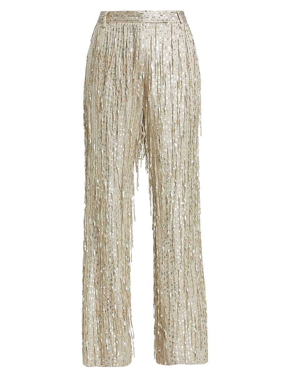Women's Sequin Kick-Flare Pants - Alabaster - Size XS