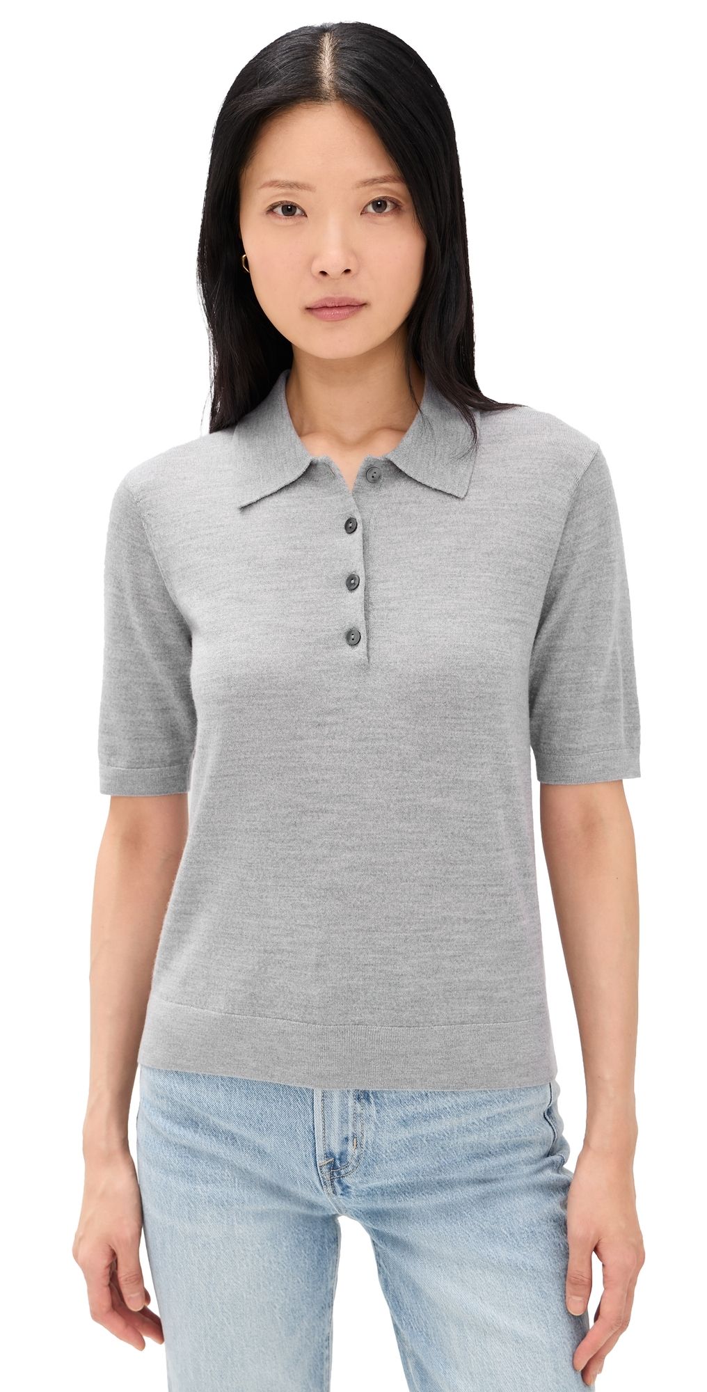 Sold Out NYC The Refined Wool Knit Polo Heather Grey L