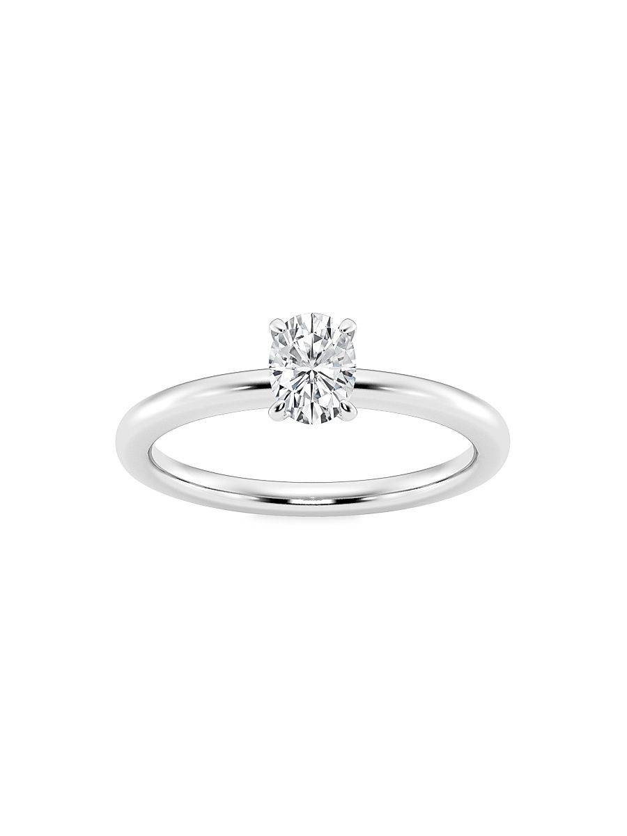 Women's 14K White Gold & Oval Lab-Grown Diamond Solitaire Ring/0.50-5.00 TCW - 0.5 Tcw - Size 4