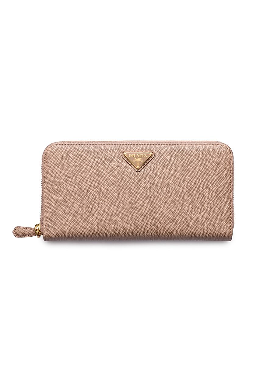 Women's Large Saffiano Leather Wallet - Pink