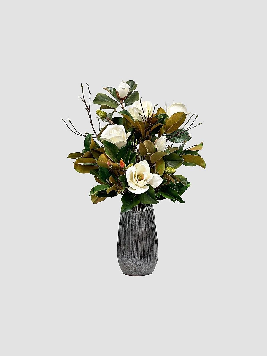Everyday Newness Refresh Faux Magnolia Arrangement - White Green