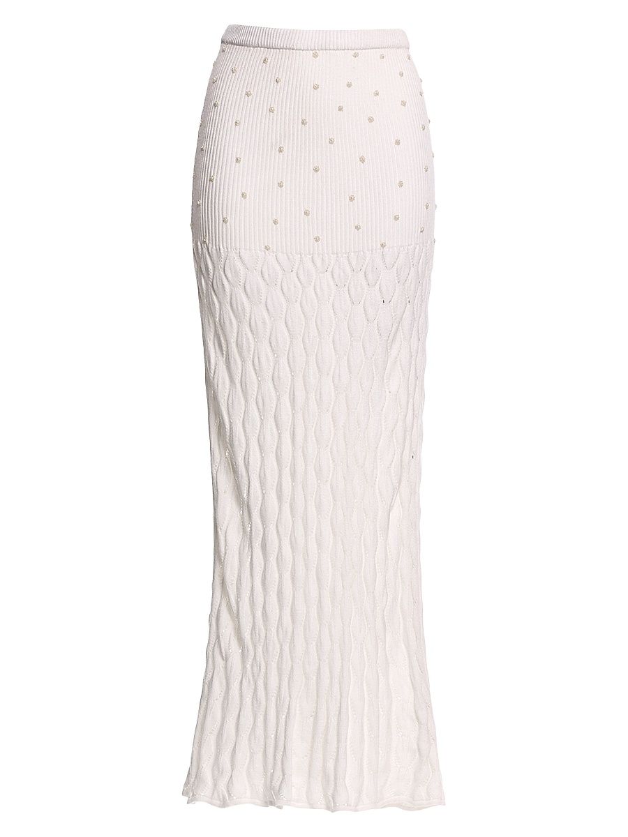 Women's Theodora Tales Knit Maxi Skirt - White - Size Large
