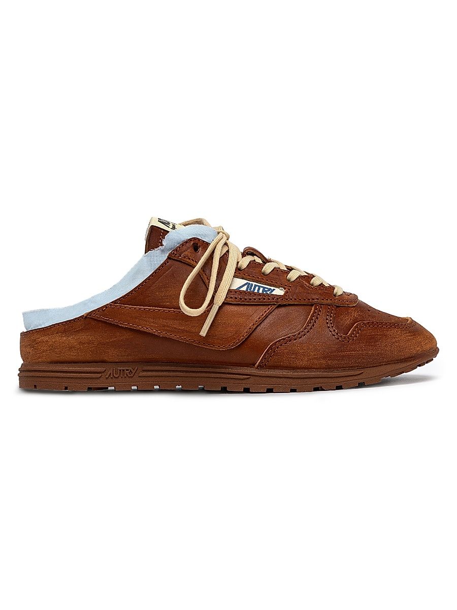 Women's The Windspin Raw-Edge Leather Sneaker Mules - Brown - Size 8