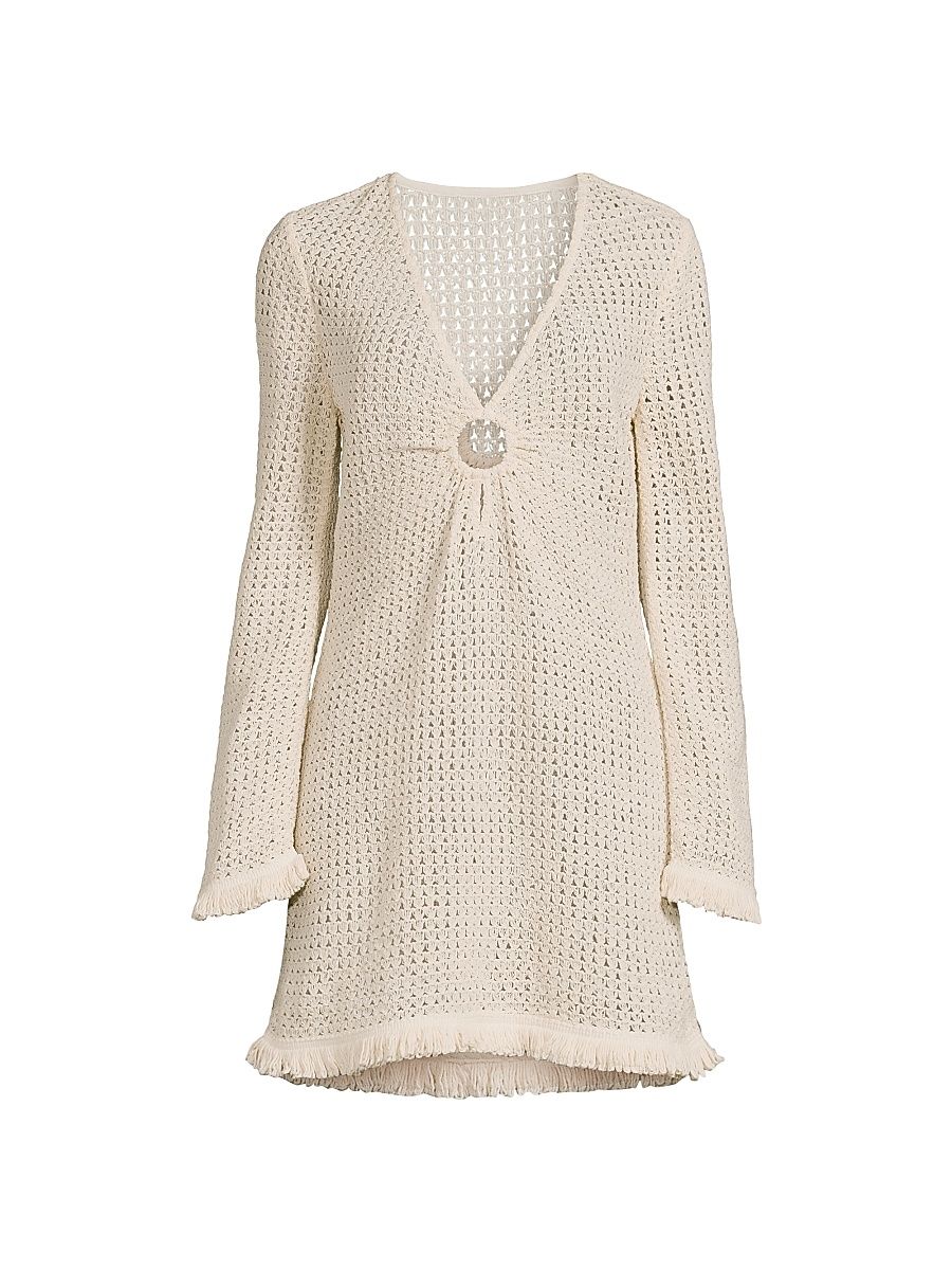 Women's Cassie Cotton Crochet Minidress - White Crochet - Size XL