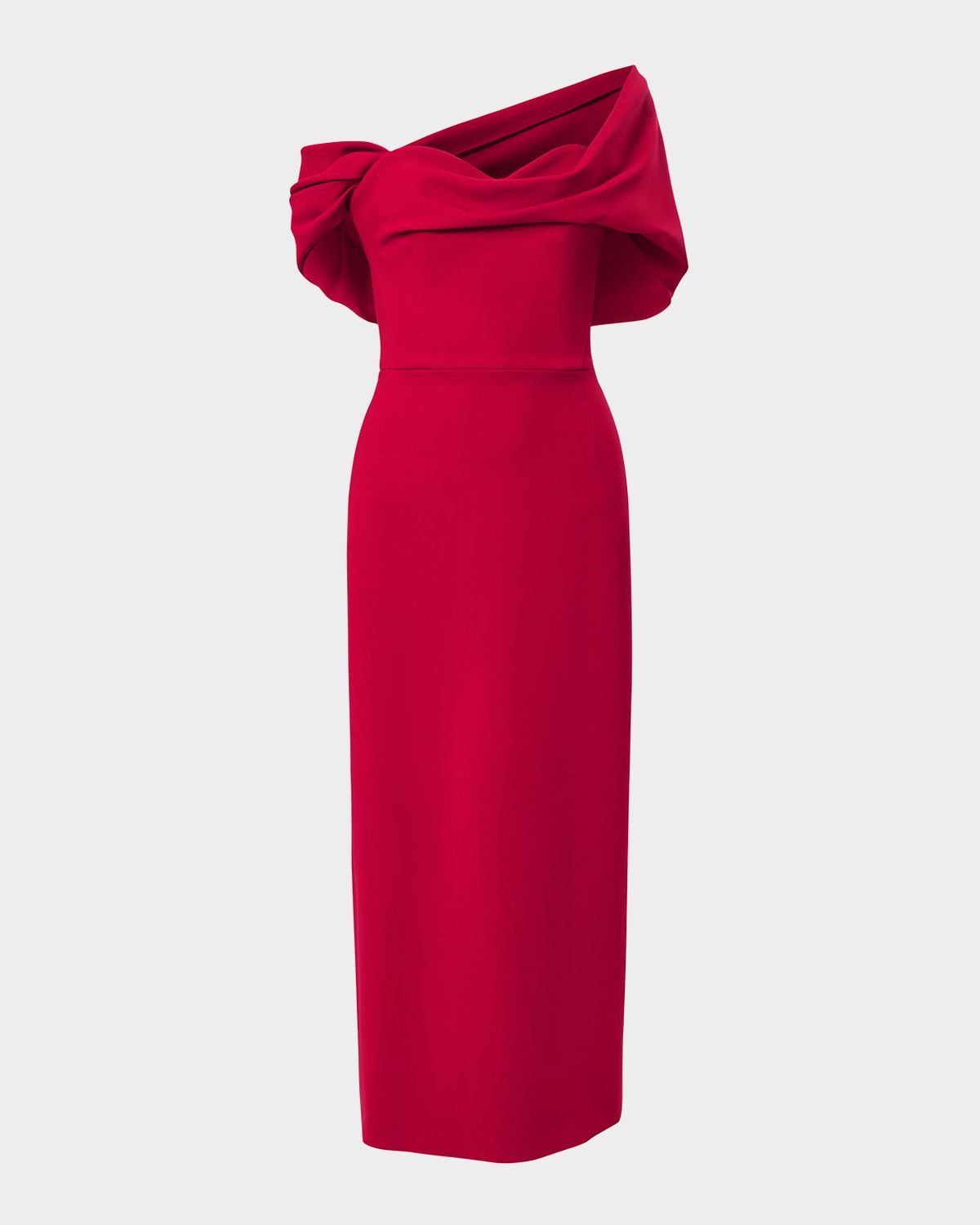 Draped Off-The-Shoulder Midi Dress