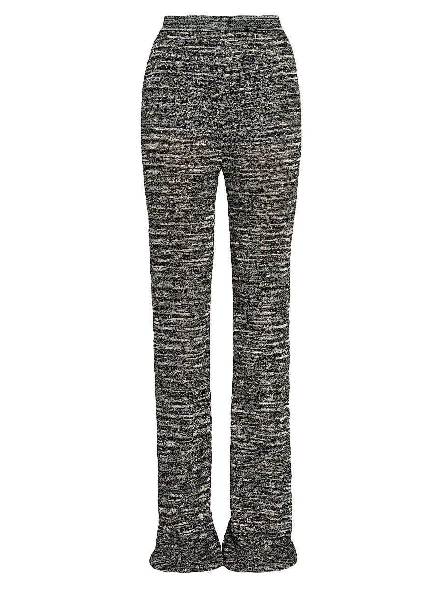 Women's Space-Dyed Sequined Trousers - Space Dyed Black Green - Size 10