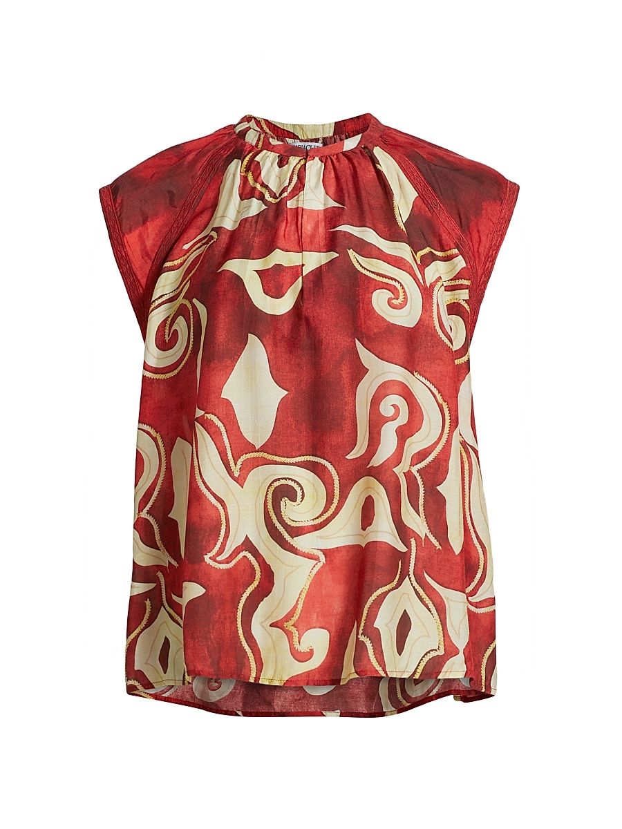 Women's Alvarado Keyla Abstract Crewneck Top - Red - Size Small