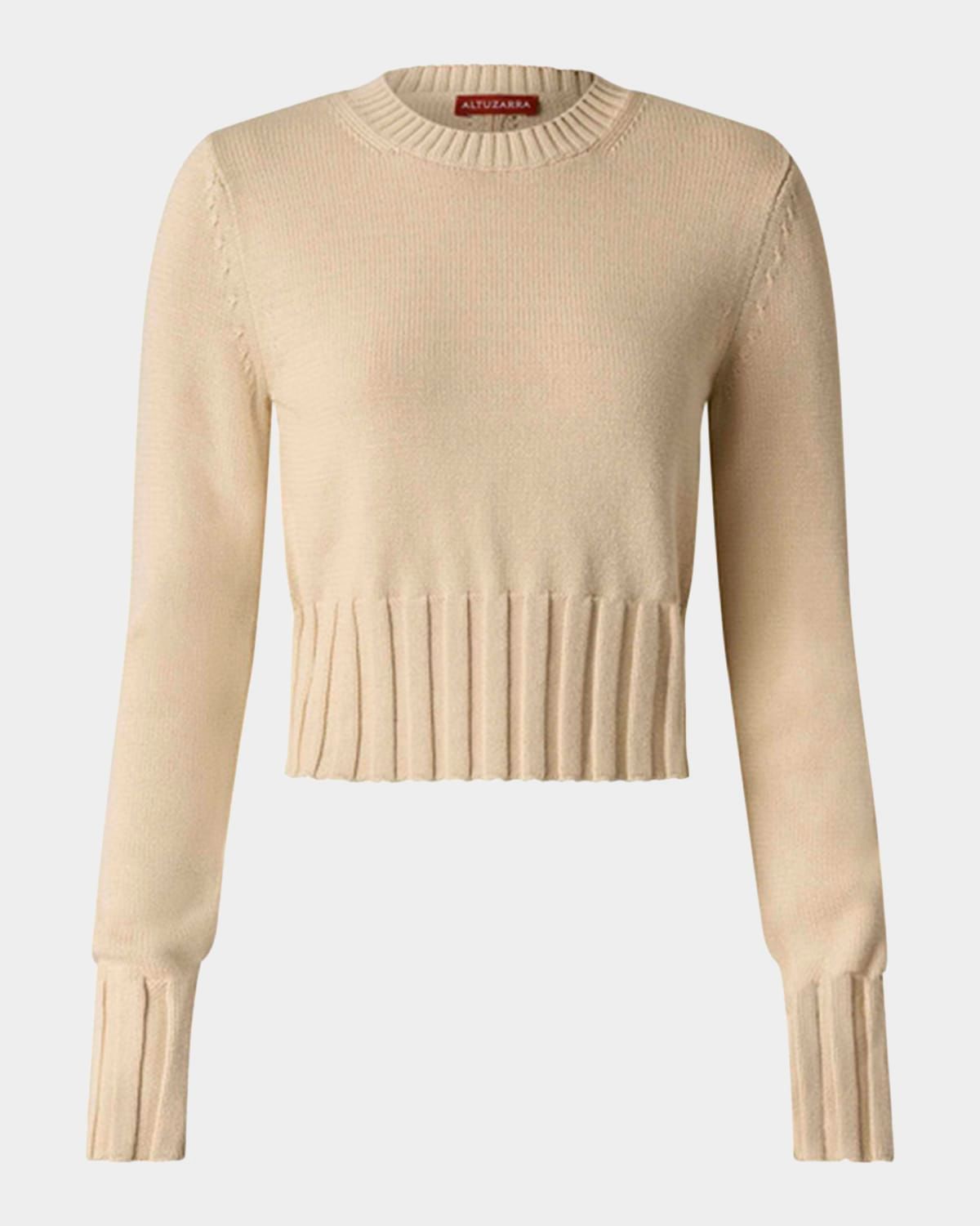 Livvy Wide-Rib Cuffs Crewneck Sweater