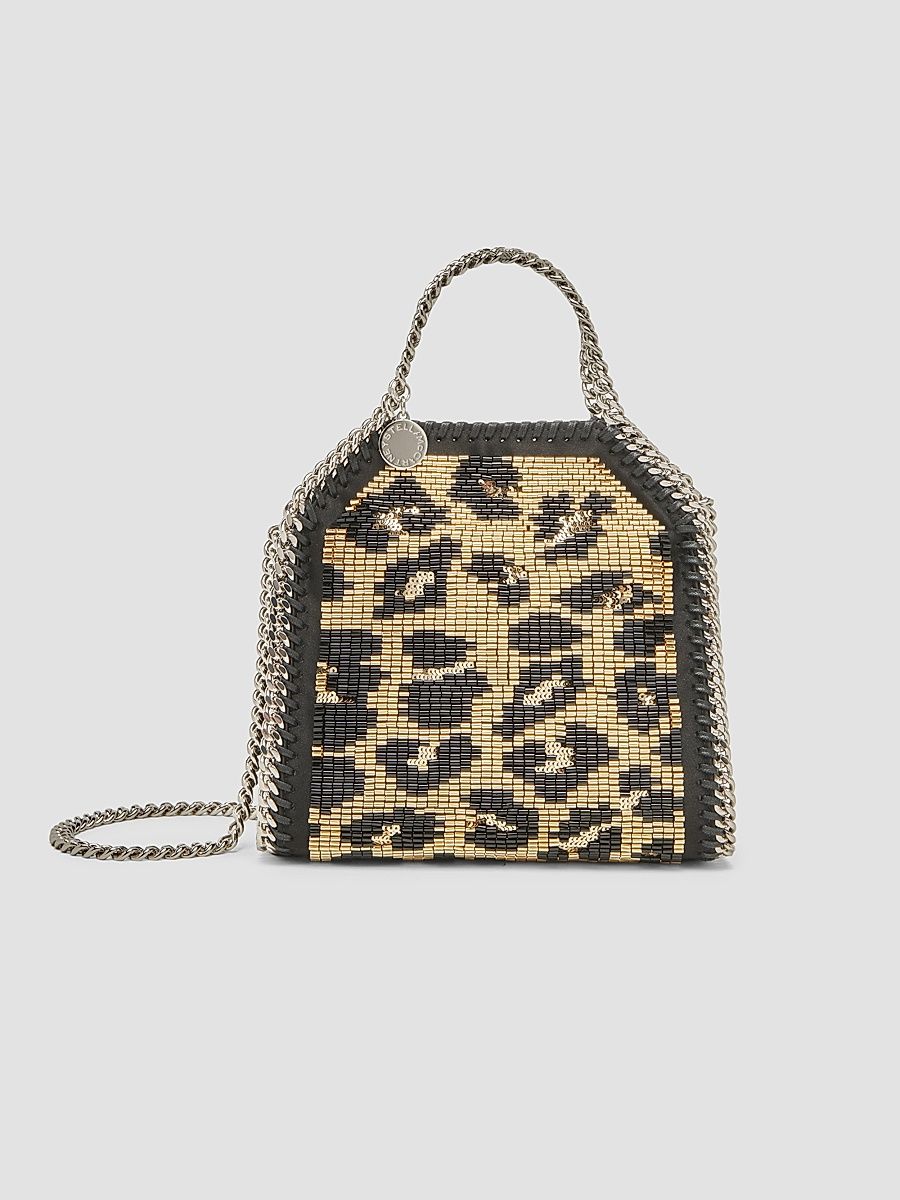 Women's Falabella Mini Leopard-Beaded Top Handle Bag - Black Gold