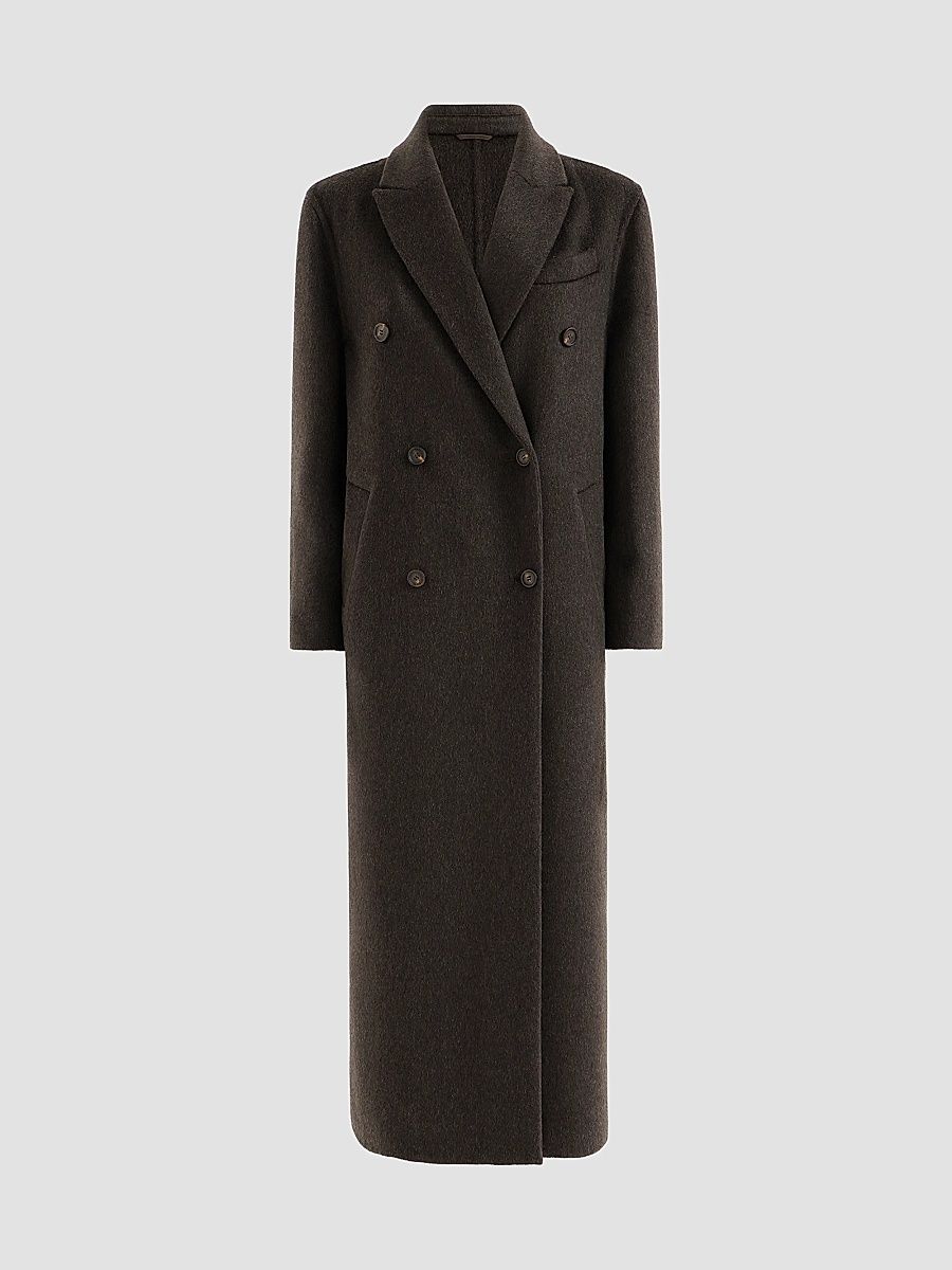 Women's Hand-Crafted Cashmere Double Beaver Cloth Coat - Brown - Size 12
