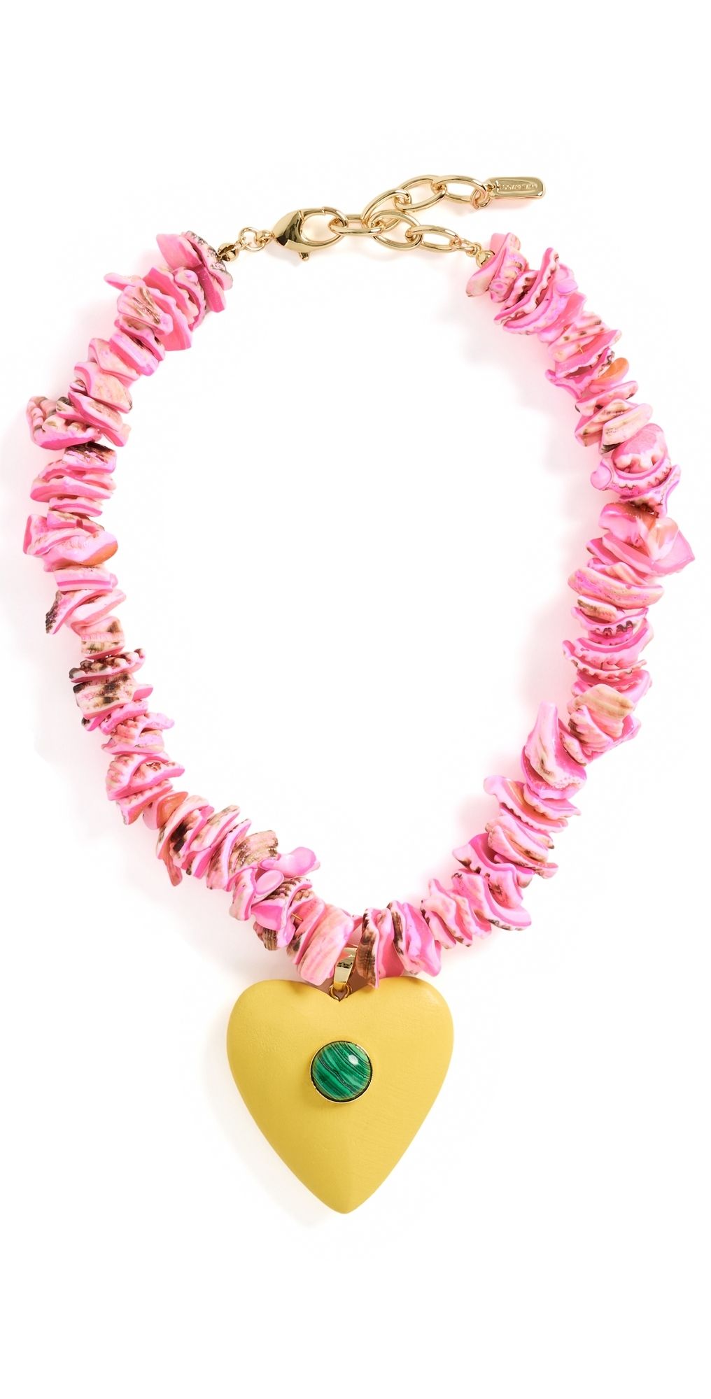 Logan Tay Pink Beaded Yellow Heart Necklace Pink One Size