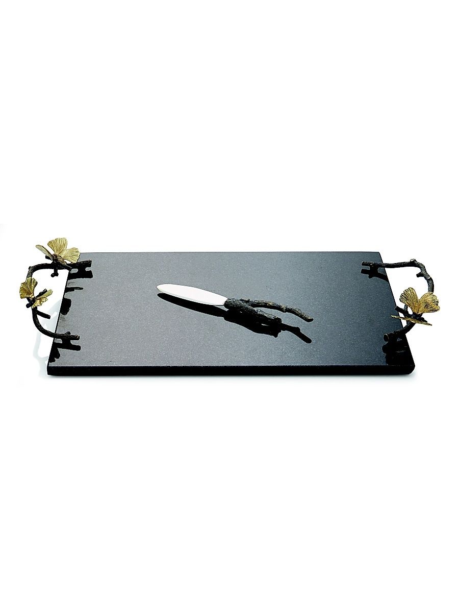Two-Piece Butterfly Ginkgo Cheeseboard and Knife Set