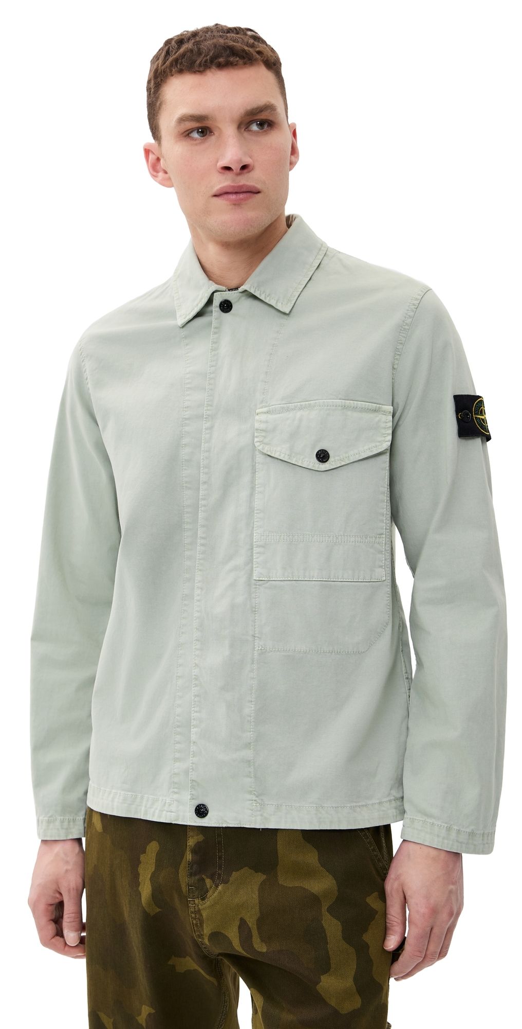 Stone Island Garment Dyed Overshirt Sage S