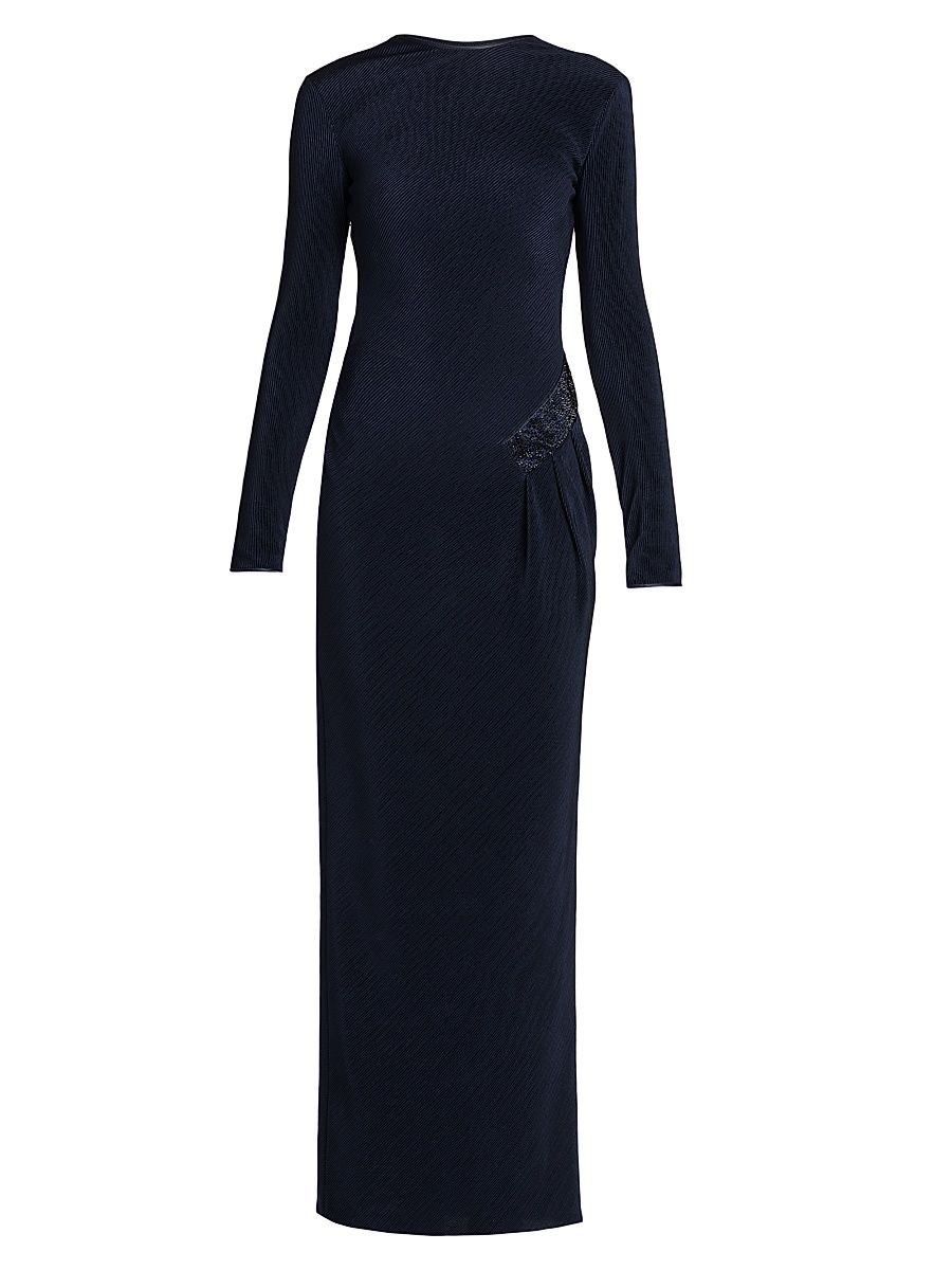 Women's Embellished Hip Jersey Gown - Navy - Size 12