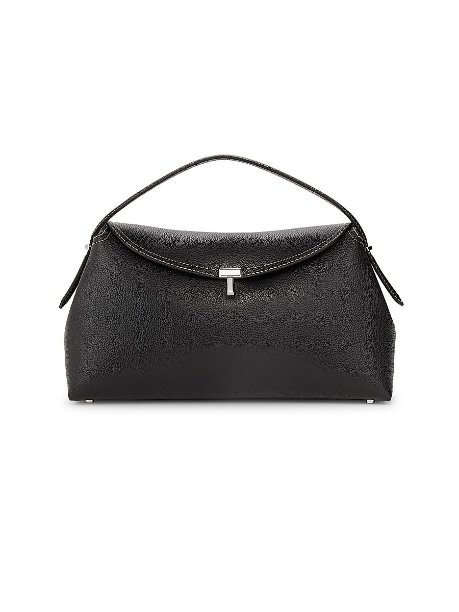 Women's T-Lock Leather Top-Handle Bag - Black