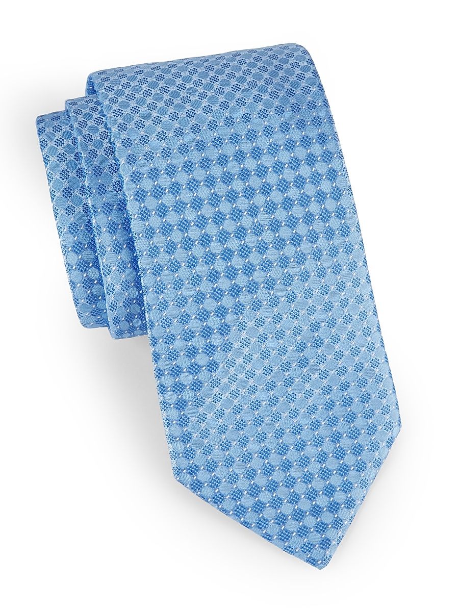 Men's Geometric Silk Tie - Blue