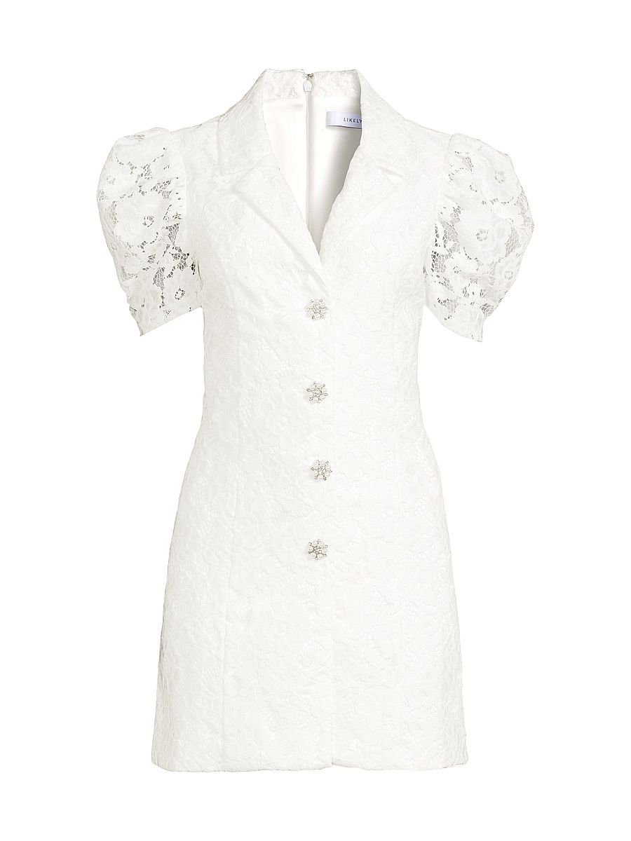 Women's Taya Tailored Lace Minidress - White - Size 10