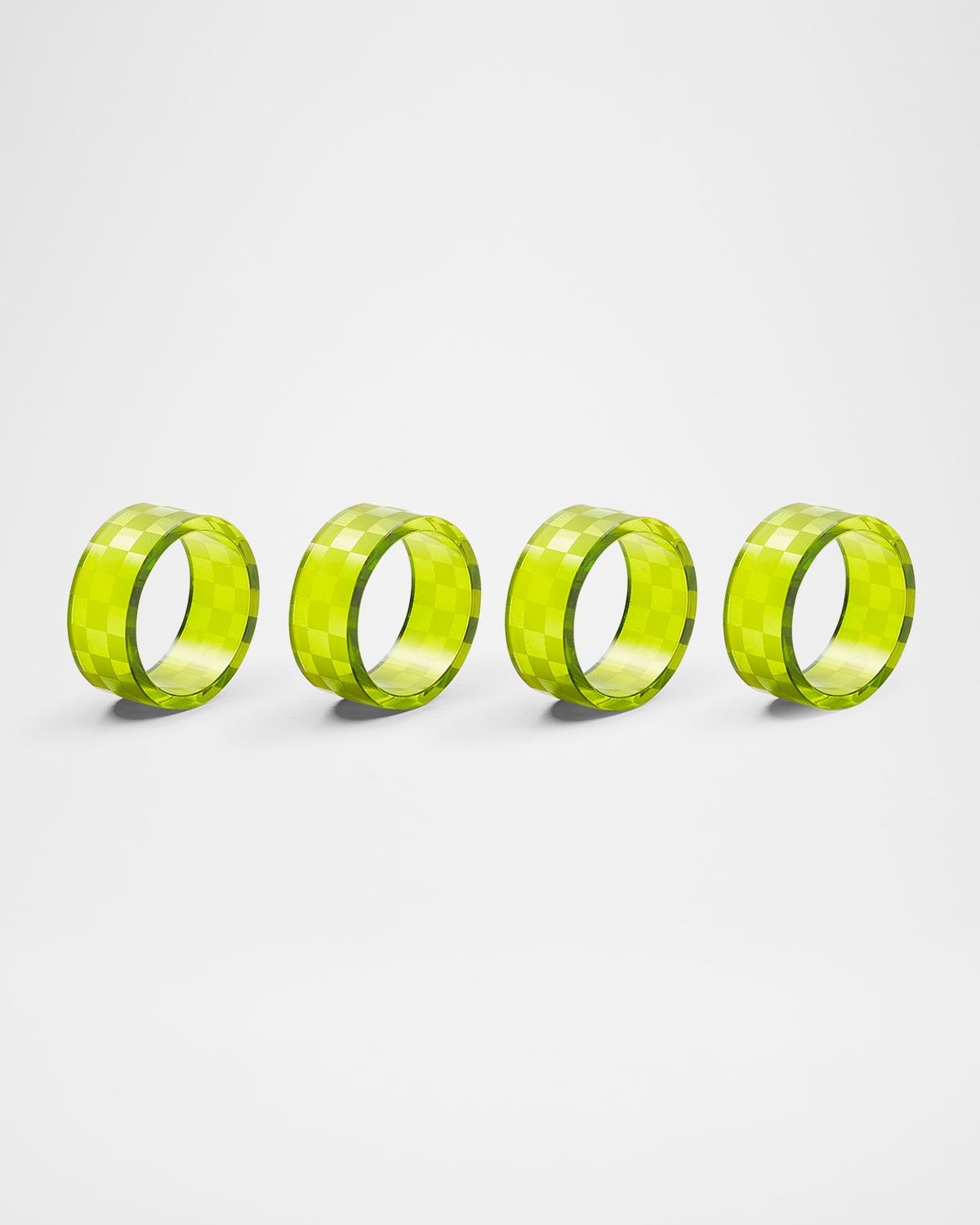 Green Check Napkin Rings, Set of 4