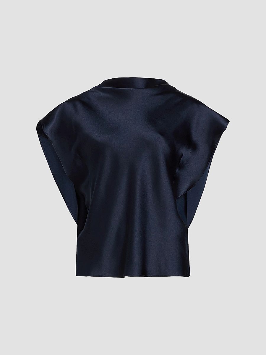Tanya Taylor Women's Adrien Satin Crepe Top - Anthracite - Size XL