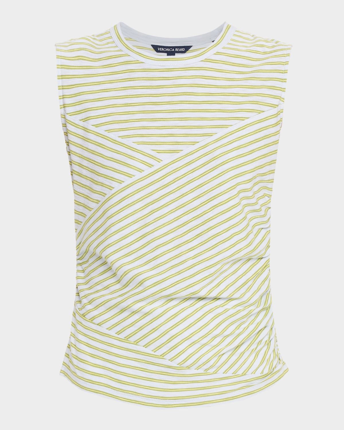 Johana Stripe Sleeveless Ruched Tee