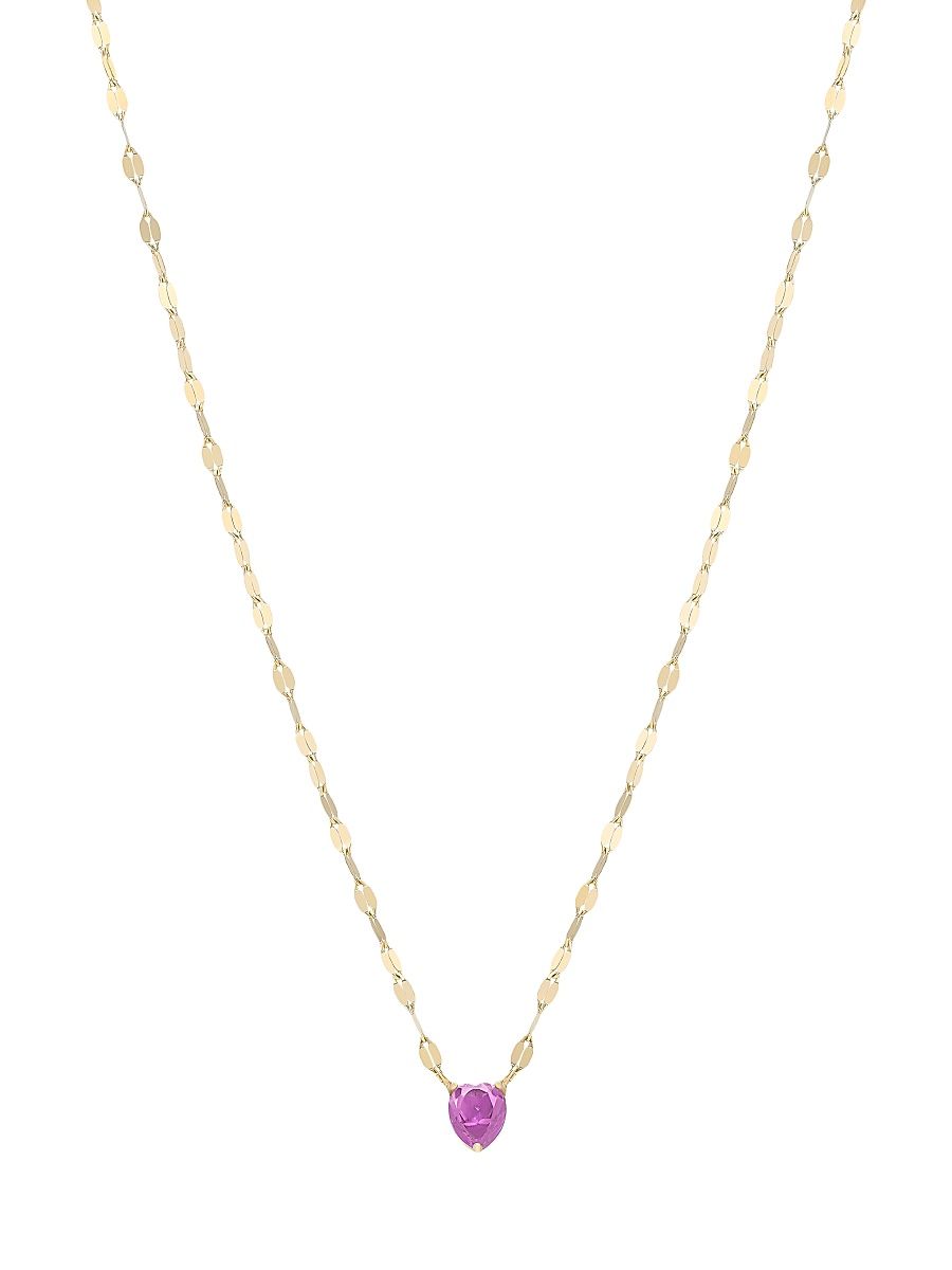 Women's 14K Yellow Gold & Pink Sapphire Heart Pendant Necklace - Yellow Gold