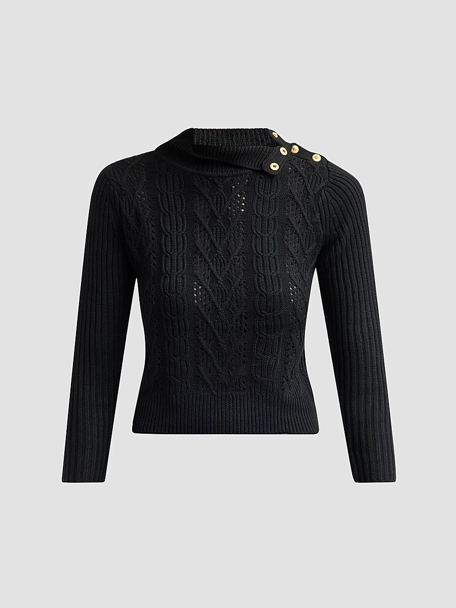 Women's Kamdyn Cable-Knit Sweater - Black Gold - Size XL