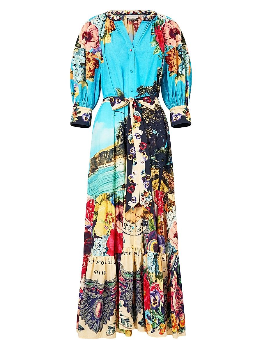 Women's Bathing Bombshell Printed Cotton Maxi Dress - Bathing Bombshell - Size Small