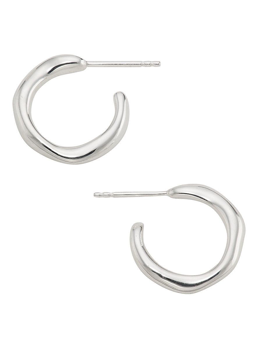 Women's Classico Squiggle Mini Silver Hoop Earrings - Silver