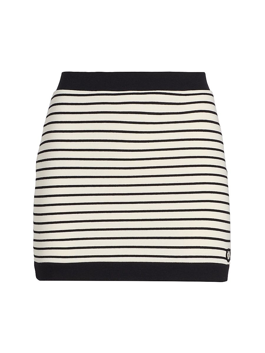 Women's Jonie Striped Cotton-Blend Miniskirt - White Stripe - Size Large