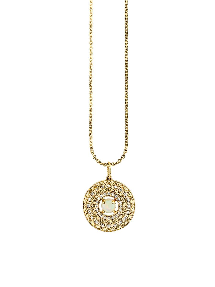 Women's Under The Sea 14K Yellow Gold, Opal & 0.16 TCW Diamond Pendant Necklace - Yellow Gold