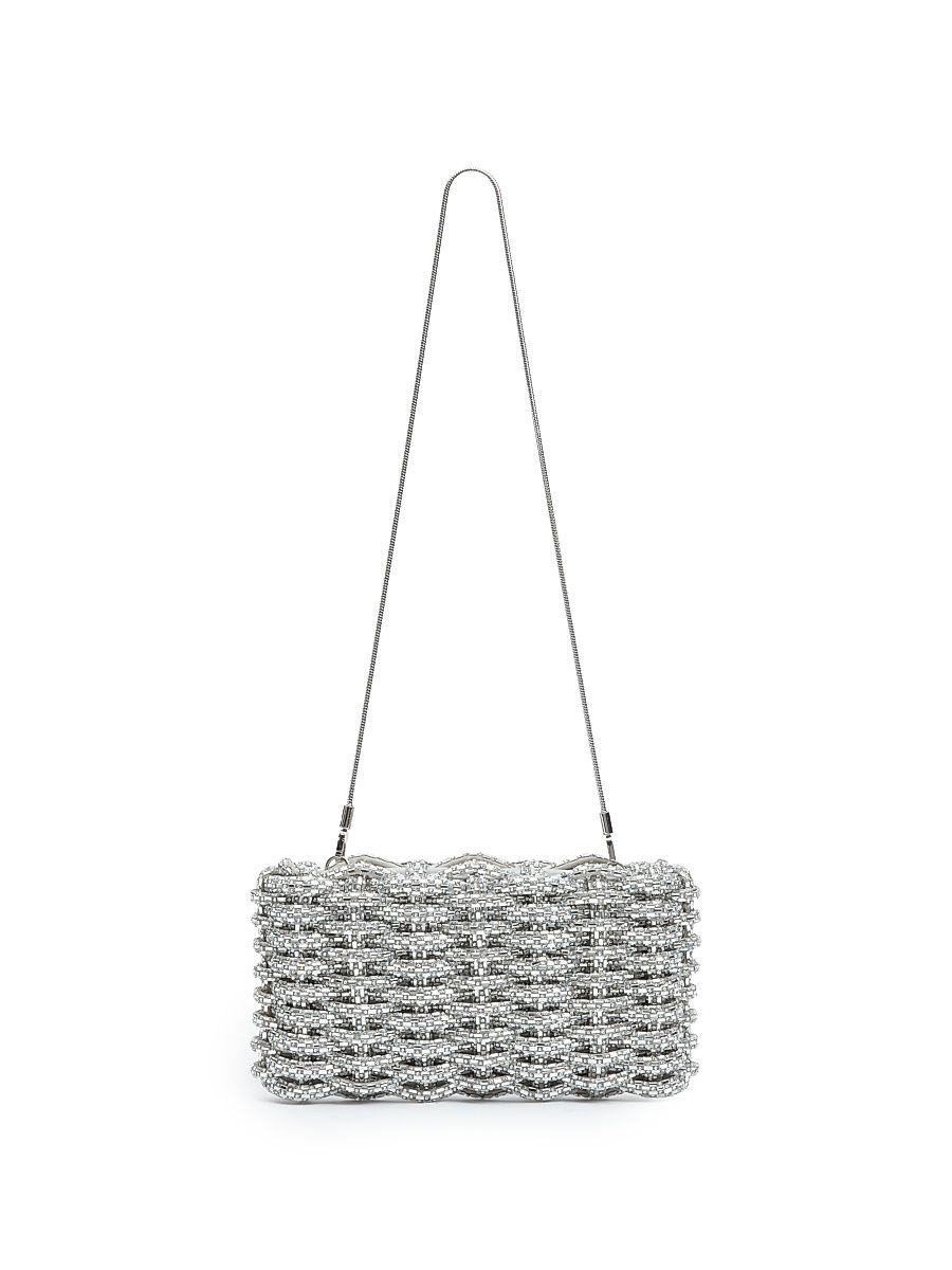 Women's Morgan Woven Rhinestone Clutch - Silver