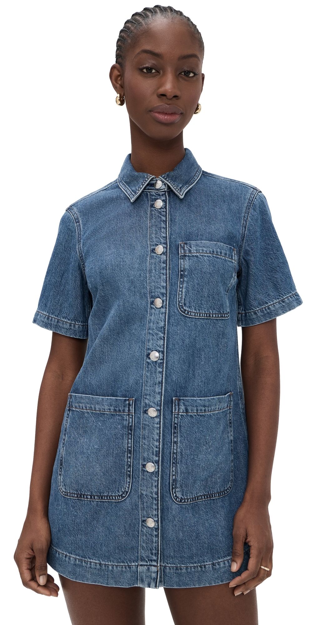 Madewell Airy Denim Boxy Mini Shirtdress Pickett Wash XL