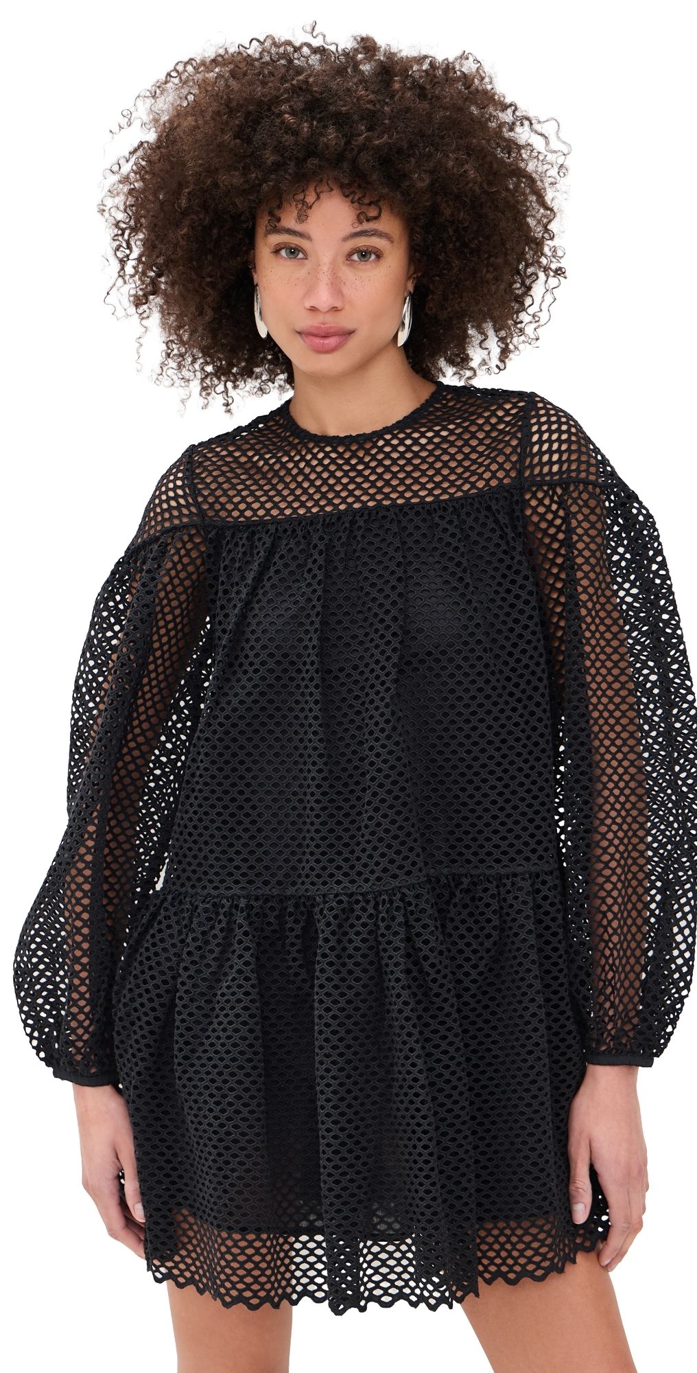 Ulla Johnson Jaclyn Eyelet Cotton Mini Dress Noir 8