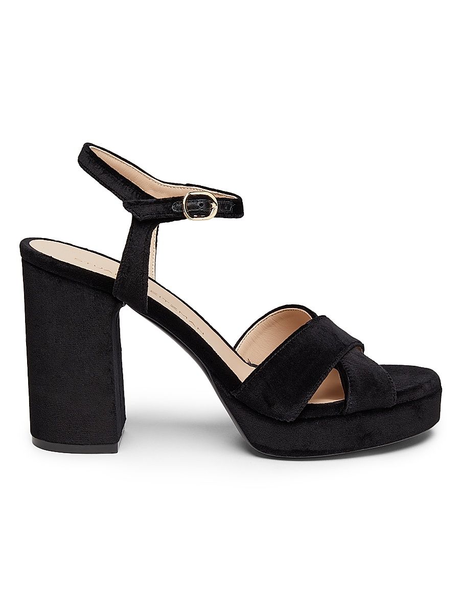 Women's Dayna 90MM Velvet Platform Sandals - Black - Size 9.5