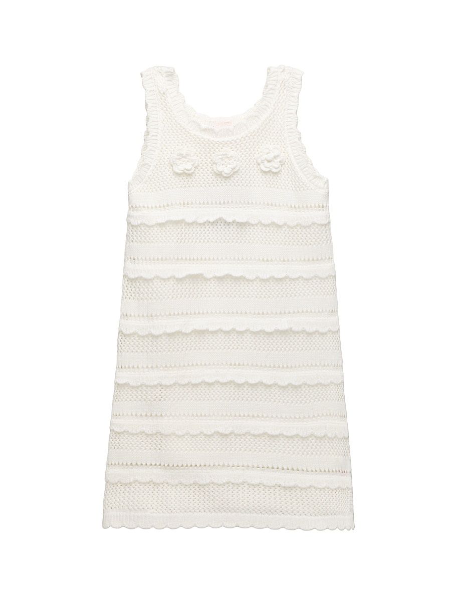 Little Girl's Scallop-Trim Pointelle Dress - White - Size 6
