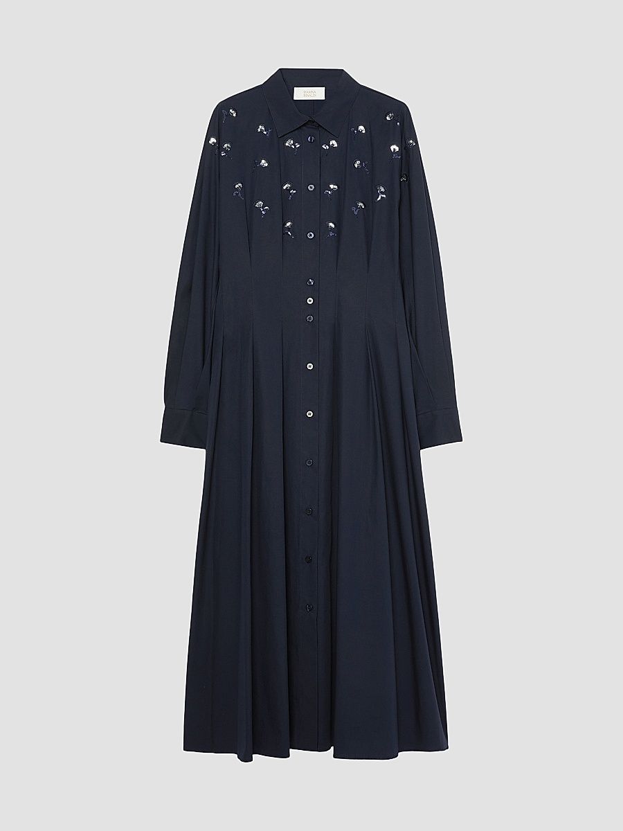 Women's Embroidered Poplin Dress - Ultramarine - Size 20