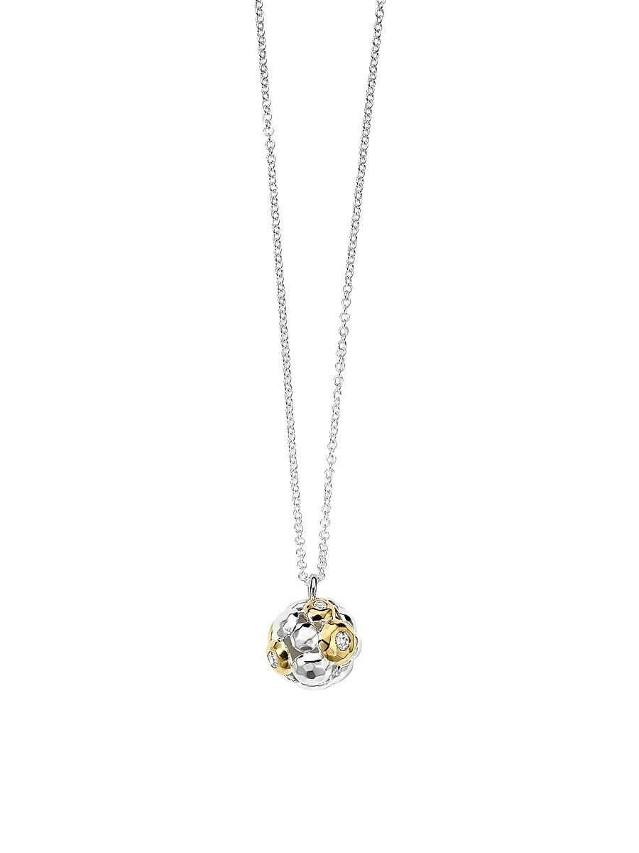 Women's Chimera Sterling Silver, 18K Yellow Gold, & Diamond Small Cluster Pendant Necklace - Silver