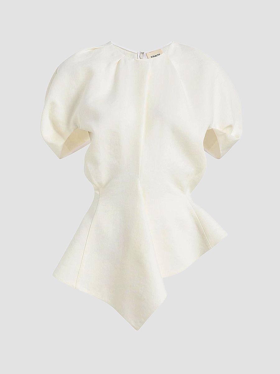 Women's Rumi Asymmetric Linen-Blend Top - Natural - Size 6