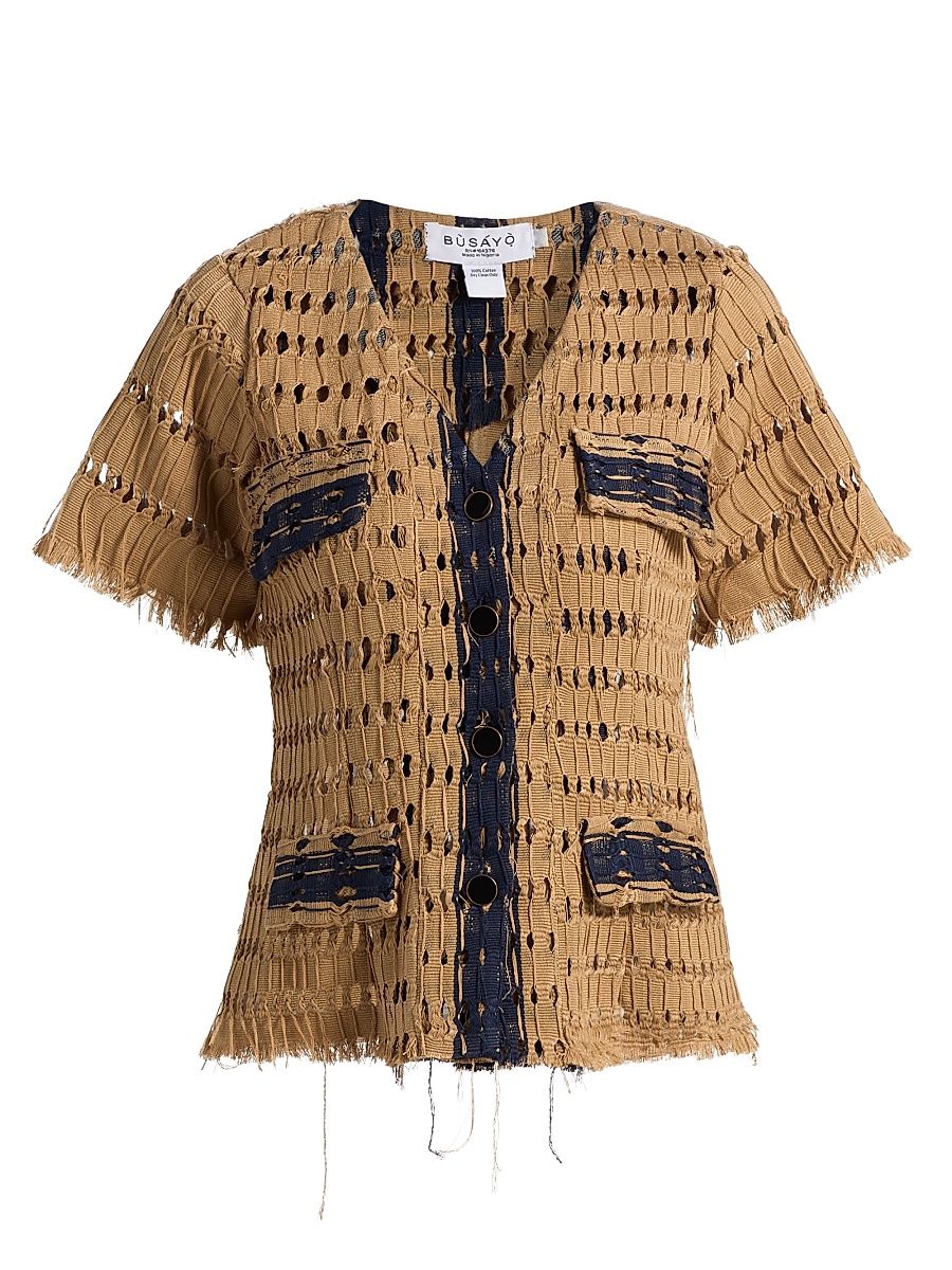 Women's Lara Crocheted Cotton Top - Brown - Size Medium